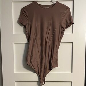 Abercrombie & Fitch Taupe Short Sleeve Bodysuit